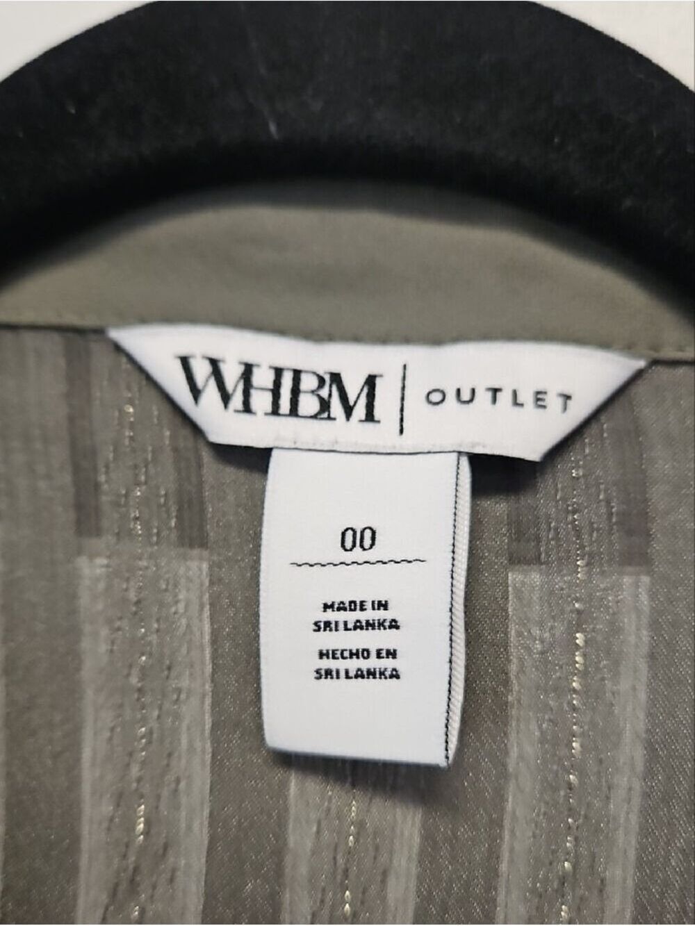 White House Black Market Olive Sheer Stripe Button Front Shirt - Picture 2 of 7